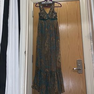 Turquoise sequin Ranna Gill Maxi Dress